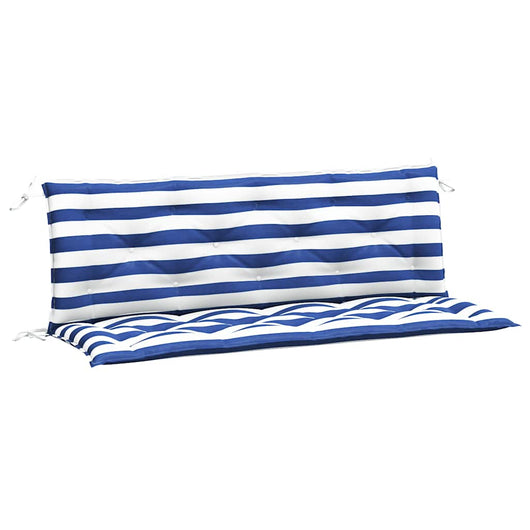 Cuscini Panca Giardino 2pz-Cuscini per panchina da esterno Righe Bianche Blu 150x50x7cm Tessuto