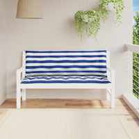 Cuscini Panca Giardino 2pz-Cuscini per panchina da esterno Righe Bianche Blu 150x50x7cm Tessuto