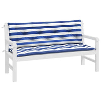Cuscini Panca Giardino 2pz Righe Bianche Blu 150x50x7cm Tessuto 361709