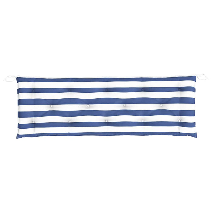 Cuscini Panca Giardino 2pz-Cuscini per panchina da esterno Righe Bianche Blu 150x50x7cm Tessuto