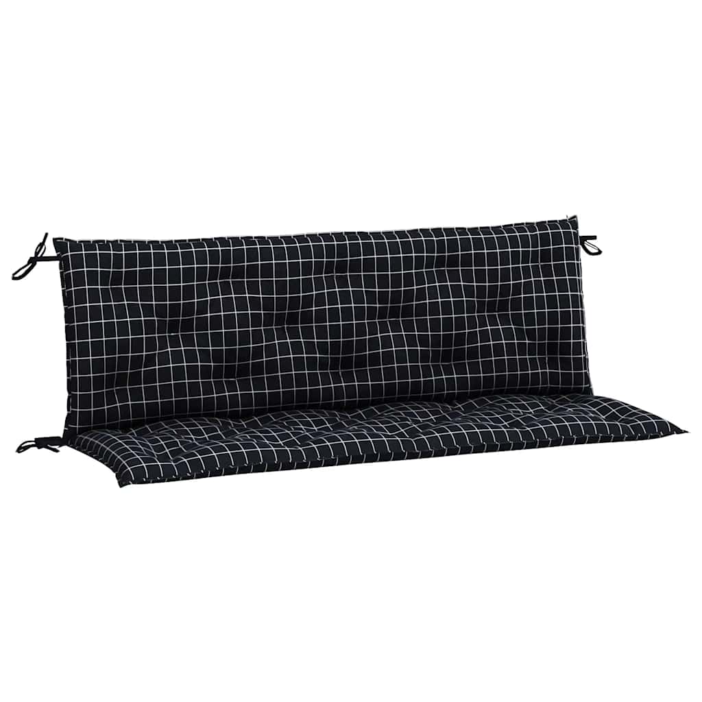 Cuscini Panca da Giardino 2pz a Quadri Nero 150x50x7 cm Tessutocod mxl 118264