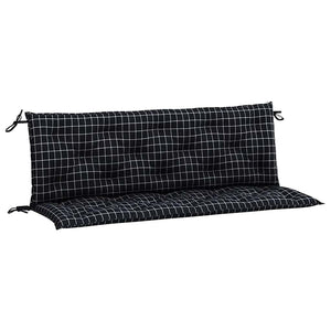 Cuscini Panca da Giardino 2pz a Quadri Nero 150x50x7 cm Tessutocod mxl 118264