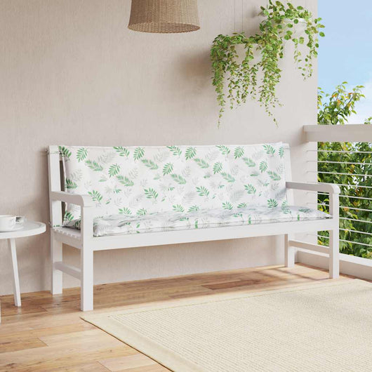 Cuscini Panca Giardino 2 pz Motivo a Foglie 150x50x7 cm Tessuto 361712