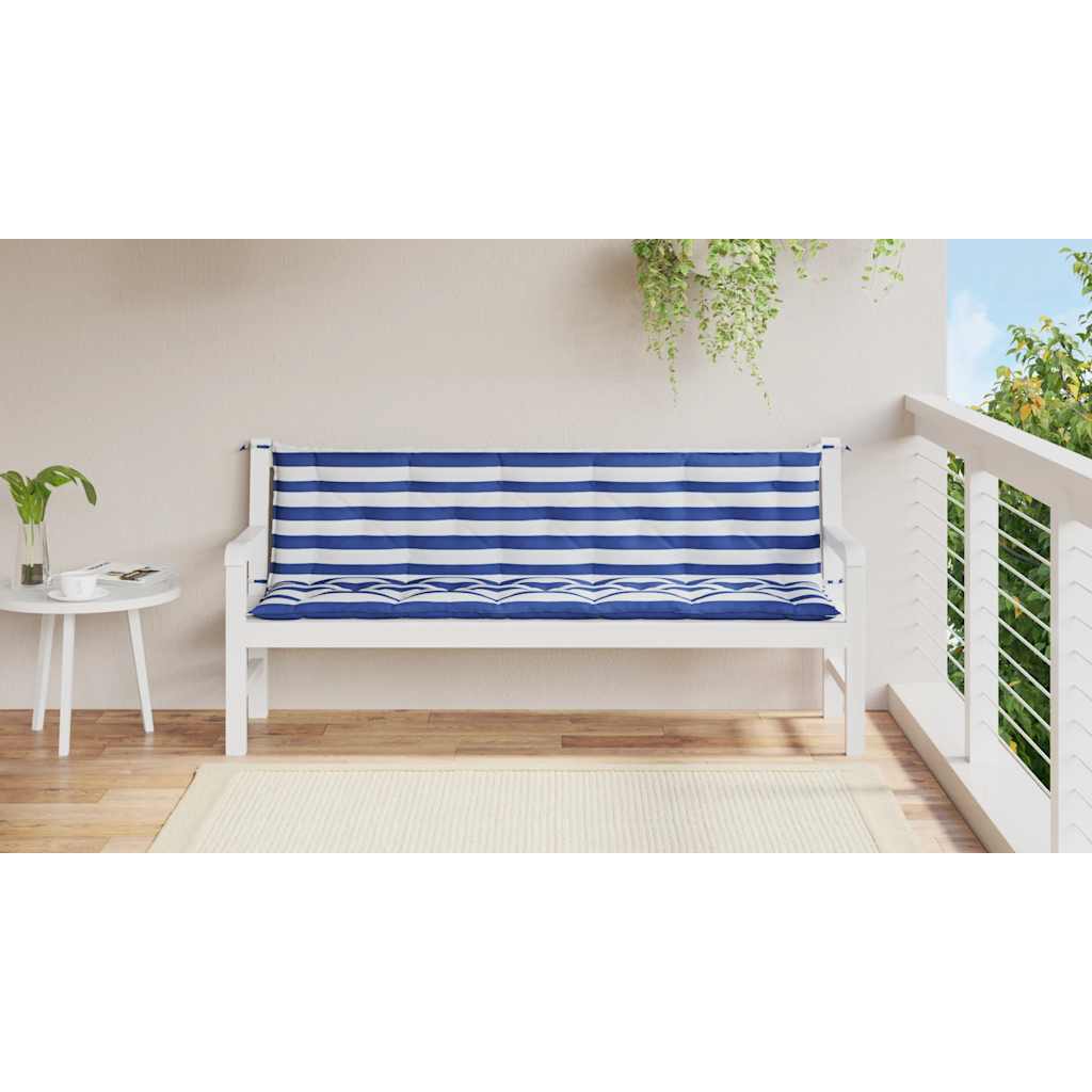 Cuscini per Panca 2 pz-Set di 2 Cuscini per panchina Strisce Blu e Bianche in Tessuto Oxford