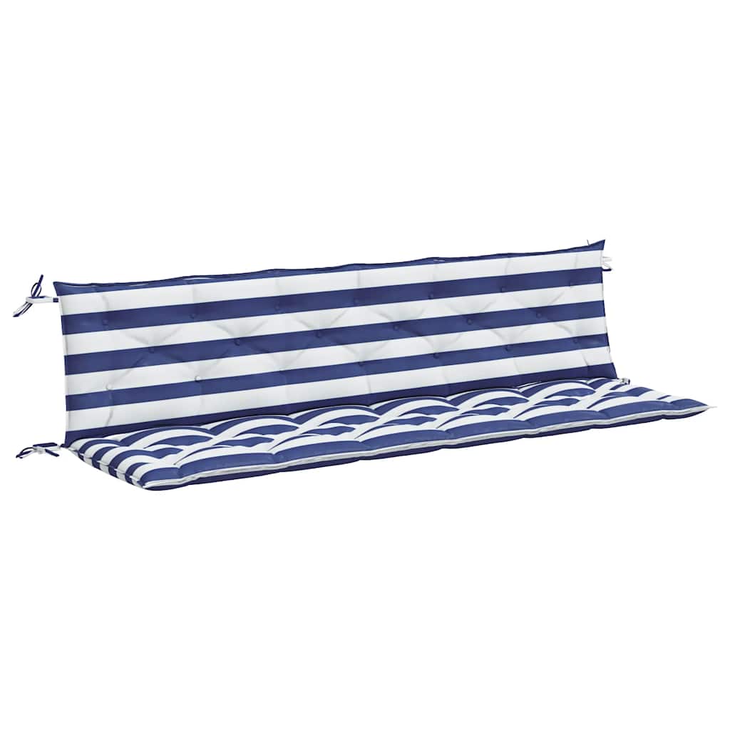 Cuscini Panca Giardino 2 pz-Set di 2 Cuscini per panchina da esterno Righe Bianche Blu 200x50x7cm Tessuto