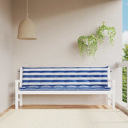 Cuscini Panca Giardino 2 pz-Set di 2 Cuscini per panchina da esterno Righe Bianche Blu 200x50x7cm Tessuto
