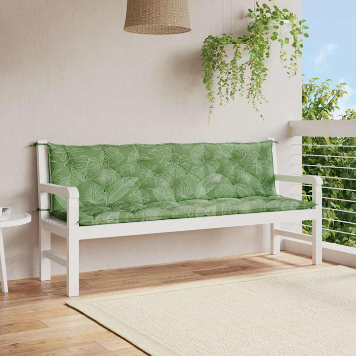 Cuscini Panca Giardino 2 pz Motivo a Foglie 200x50x7 cm Tessuto 361751