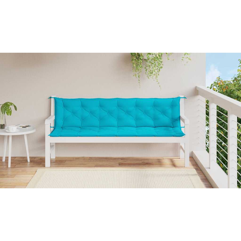 Cuscini per Panca da Giardino 2 pz-Set di 2 Cuscini per panchina da esterno Turchese 200x50x7 cm Tessuto