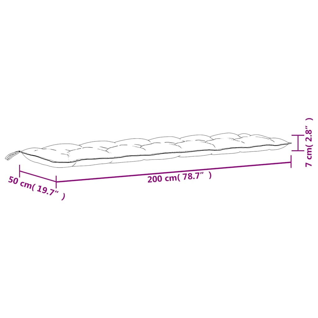 Cuscini per Panca da Giardino 2 pz-Set di 2 Cuscini per panchina da esterno Turchese 200x50x7 cm Tessuto