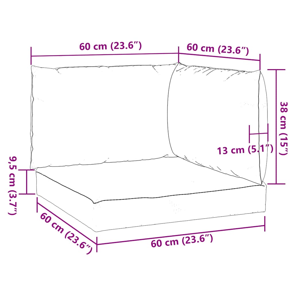 Cuscini per Pallet 3 pz Turchese in Tessuto Oxford 361791