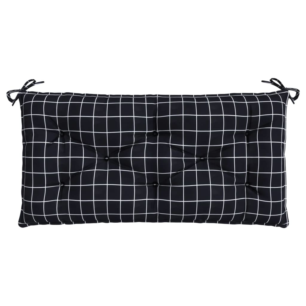 Cuscino Panca Giardino Motivo a Quadri Nero 110x50x7 cm Tessuto 361824