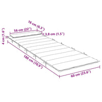 Cuscino per Lettino Grigio 180x60x4 cm in Tessuto Oxford 361853