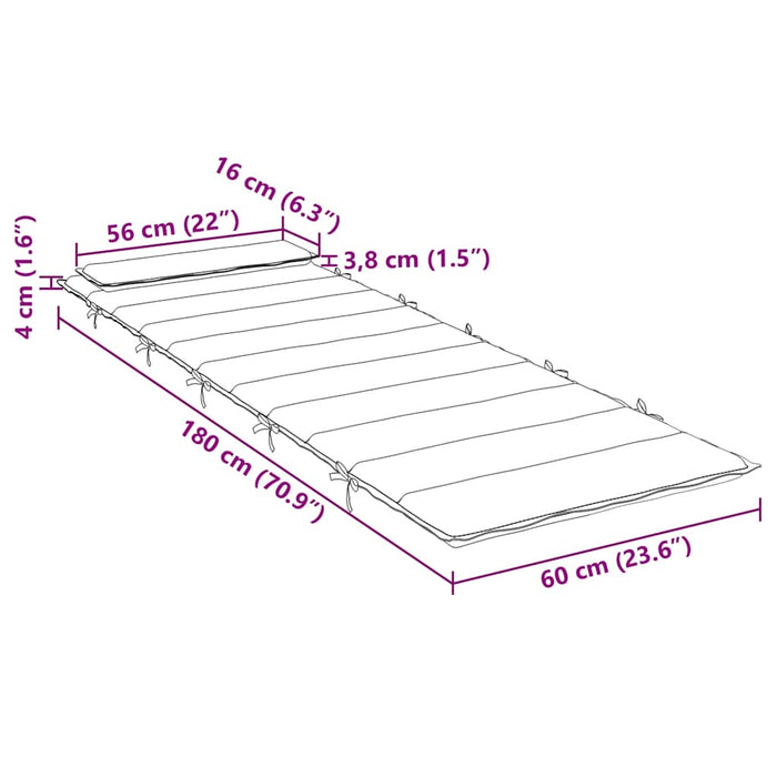 Cuscino per Lettino Grigio 180x60x4 cm in Tessuto Oxford 361853
