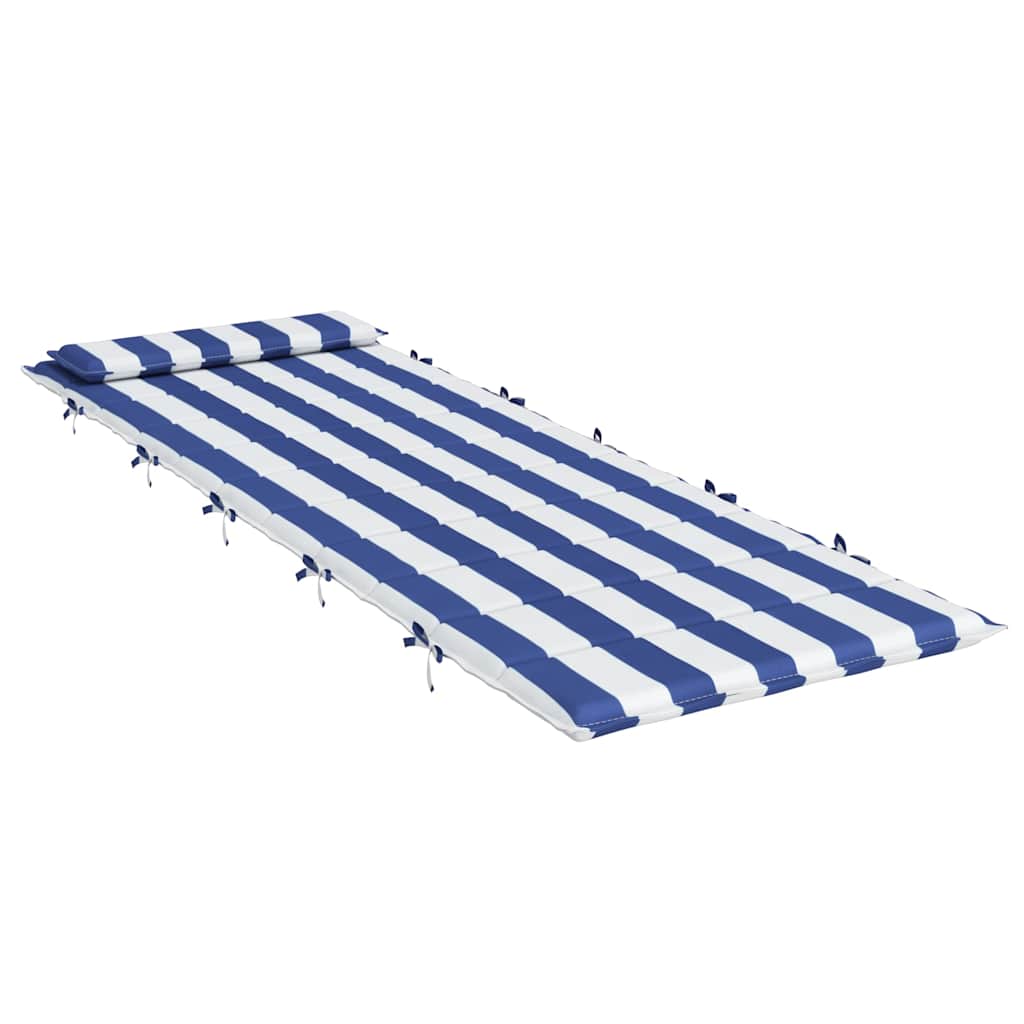 Cuscino per Lettino Righe Bianche e Blu 180x60x4 Tessuto Oxford 361867