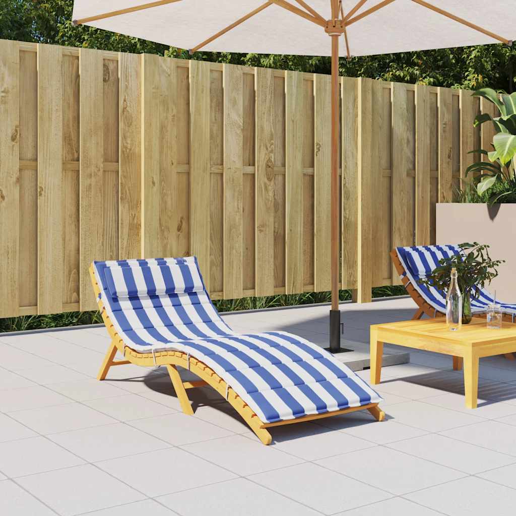 Cuscino per Lettino Righe Bianche e Blu 180x60x4 Tessuto Oxford 361867