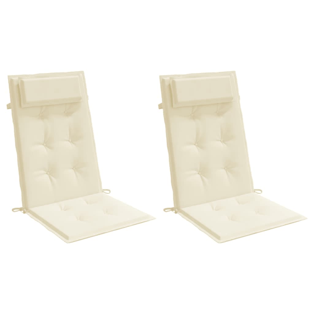 Cuscini per Sedia con Schienale Alto 2 pz Crema Tessuto Oxford