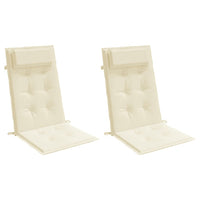 Cuscini per Sedia con Schienale Alto 2 pz Crema Tessuto Oxford