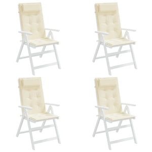 Cuscini per Sedia con Schienale Alto 4 pz Crema Tessuto Oxford 361881