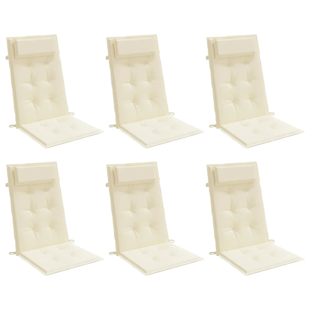 Cuscini per Sedia con Schienale Alto 6 pz Crema Tessuto Oxford 361882
