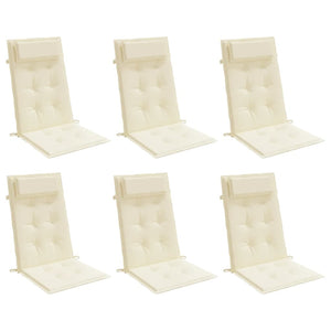Cuscini per Sedia con Schienale Alto 6 pz Crema Tessuto Oxford 361882
