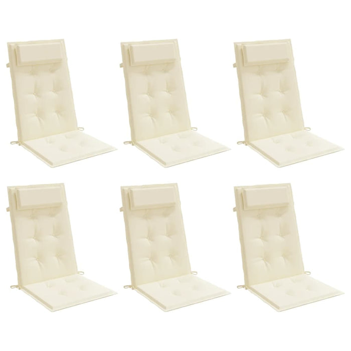 Cuscini per Sedia con Schienale Alto 6 pz Crema Tessuto Oxford 361882