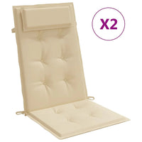 Cuscini per Sedia con Schienale Alto 2 pz Beige Tessuto Oxford