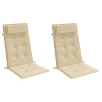 Cuscini per Sedia con Schienale Alto 2 pz Beige Tessuto Oxford 361883