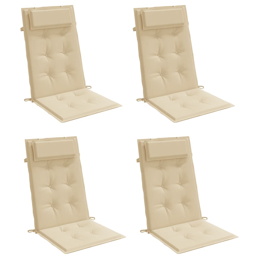 Cuscini per Sedia con Schienale Alto 4 pz Beige Tessuto Oxford 361884