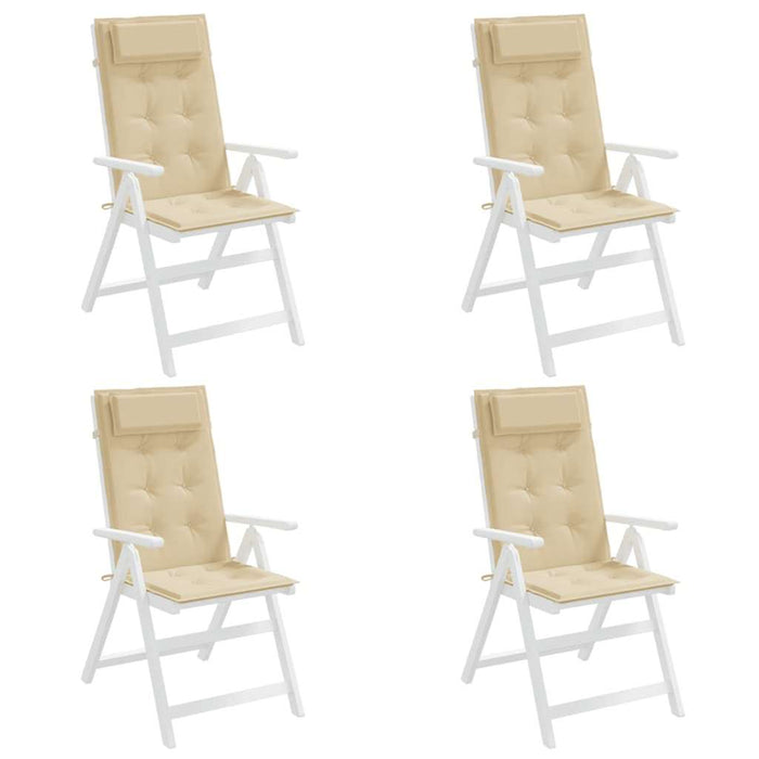 Cuscini per Sedia con Schienale Alto 4 pz Beige Tessuto Oxford 361884