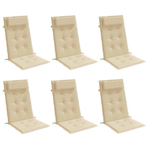Cuscini per Sedia con Schienale Alto 6 pz Beige Tessuto Oxford 361885