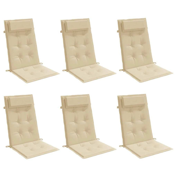 Cuscini per Sedia con Schienale Alto 6 pz Beige Tessuto Oxford 361885