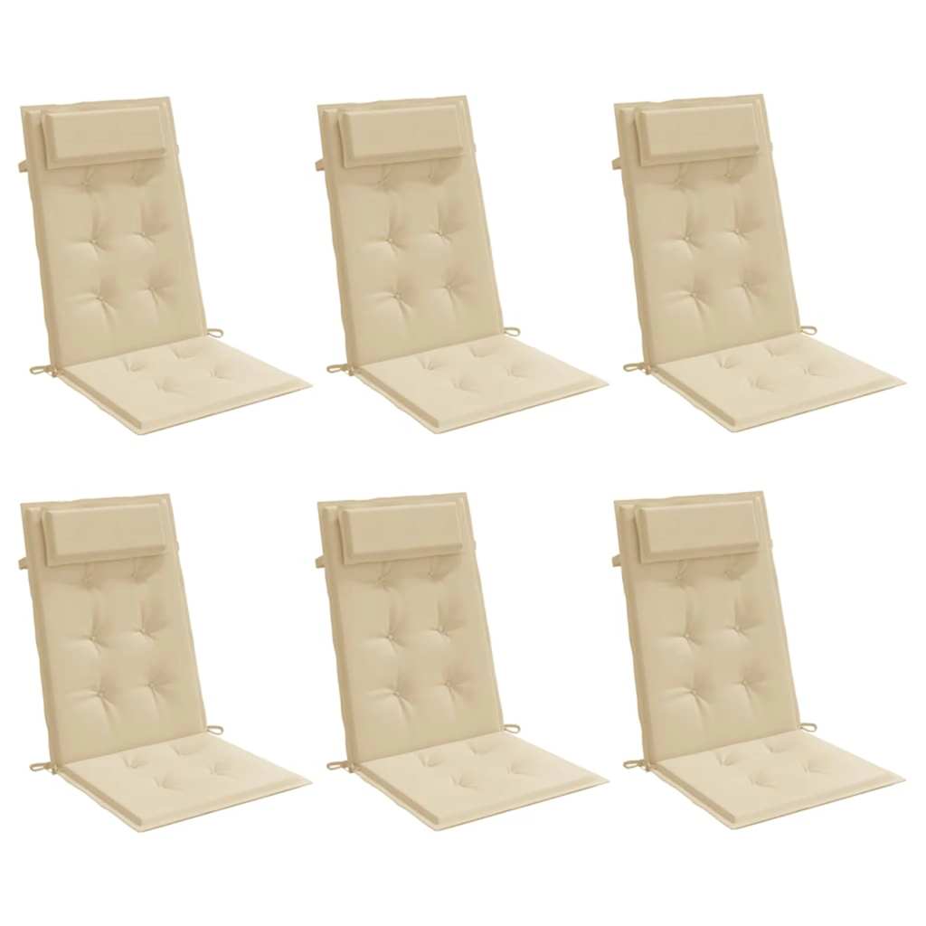 Cuscini per Sedia con Schienale Alto 6 pz Beige Tessuto Oxfordcod mxl 94313