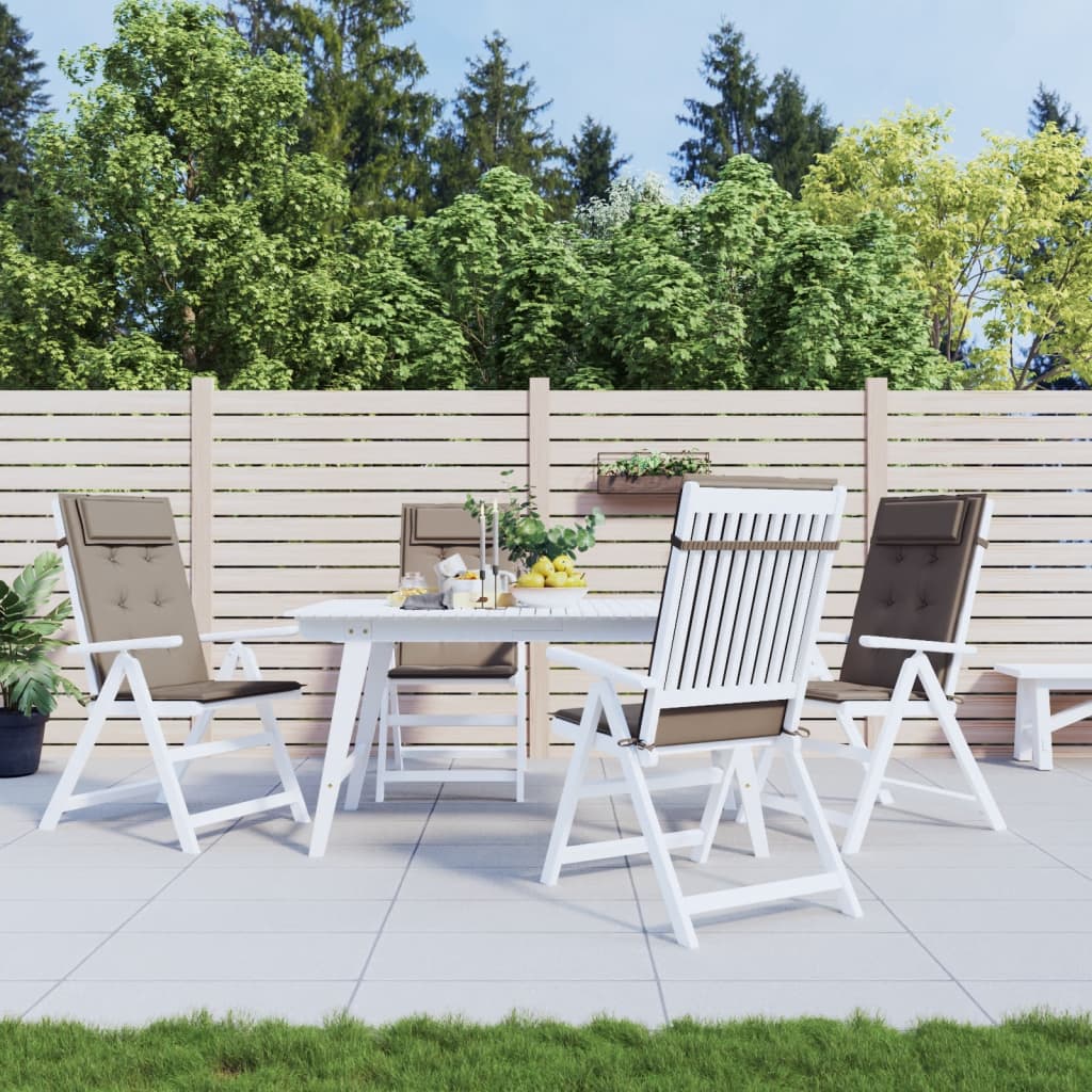 Cuscini per Sedia con Schienale Alto 4pz Tortora Tessuto Oxford 361899