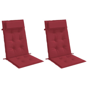 Cuscini Sedia con Schienale Alto 2 pz Rosso Vino Tessuto Oxford 361901