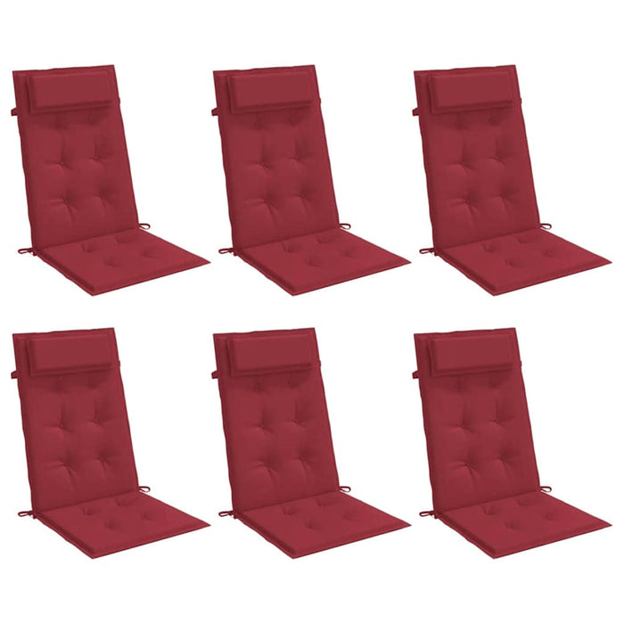 Cuscini Sedia con Schienale Alto 6 pz Rosso Vino Tessuto Oxfordcod mxl 70297
