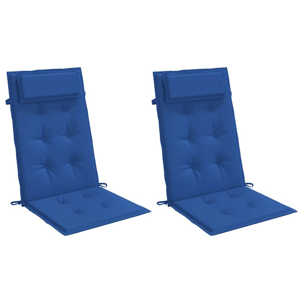 Cuscini Sedia con Schienale Alto 2 pz Blu Reale Tessuto Oxford