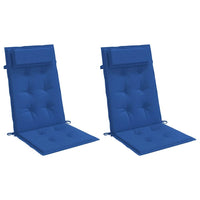 Cuscini Sedia con Schienale Alto 2 pz Blu Reale Tessuto Oxford