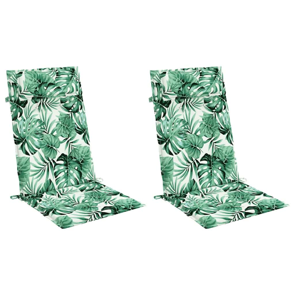 Cuscini Sedia Schienale Alto 2 pz Motivo Foglie Tessuto Oxford 361910