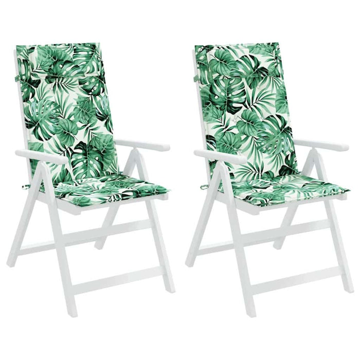 Cuscini Sedia Schienale Alto 2 pz Motivo Foglie Tessuto Oxford