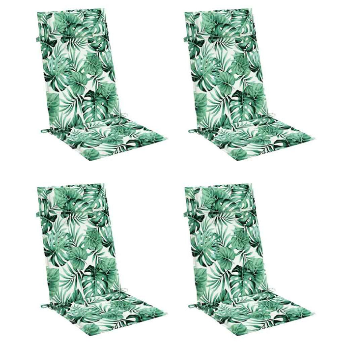 Cuscini Sedia Schienale Alto 4 pz Motivo Foglie Tessuto Oxfordcod mxl 118304