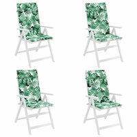 Cuscini Sedia Schienale Alto 4 pz Motivo Foglie Tessuto Oxford 361911