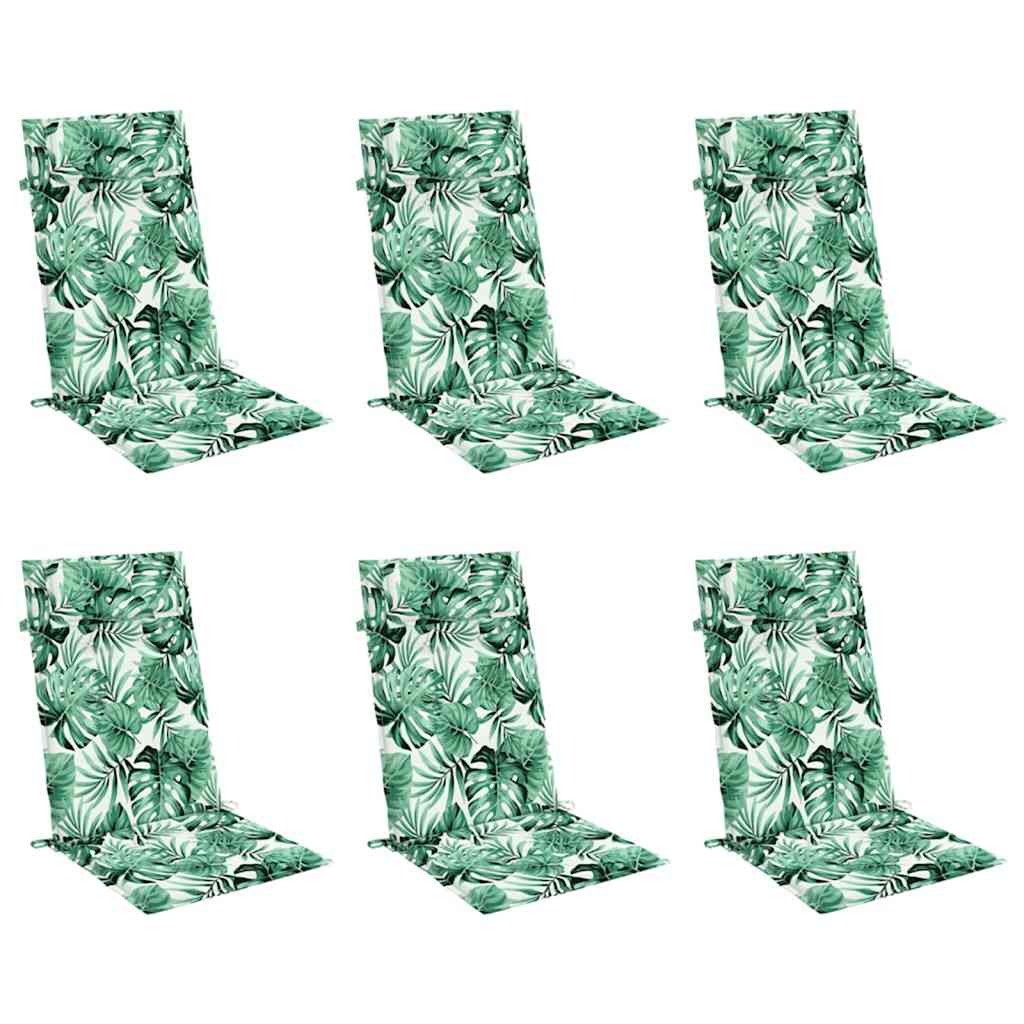 vidaXL Cuscini Sedia Schienale Alto 6 pz Motivo Foglie Tessuto Oxford