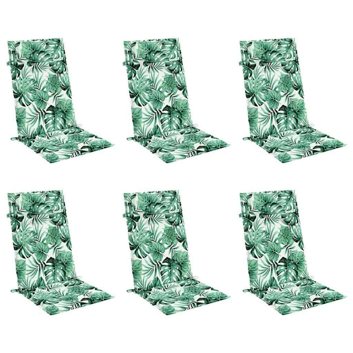 Cuscini Sedia Schienale Alto 6 pz Motivo Foglie Tessuto Oxford 361912