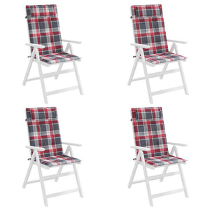 Cuscini Sedia Schienale Alto 4 pz a Quadri Rosso Tessuto Oxford 361914