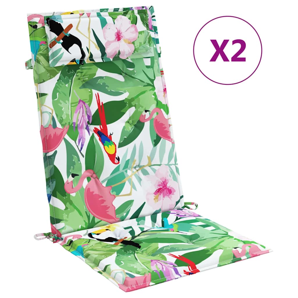 Cuscini per Sedia Schienale Alto 2pz Multicolore Tessuto Oxford