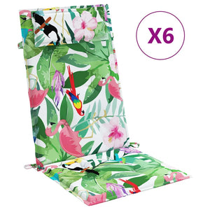 Cuscini per Sedia Schienale Alto 6pz Multicolore Tessuto Oxford