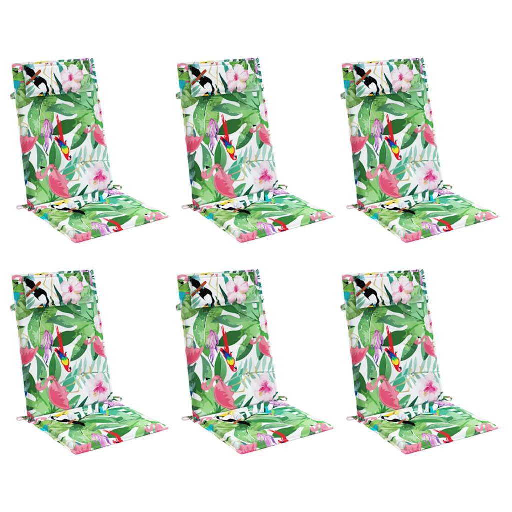 Cuscini per Sedia Schienale Alto 6pz Multicolore Tessuto Oxford