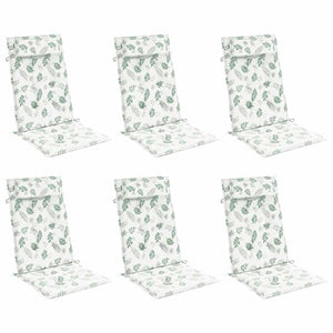Cuscini Sedia Schienale Alto 6 pz Motivo Foglie Tessuto Oxfordcod mxl 118397