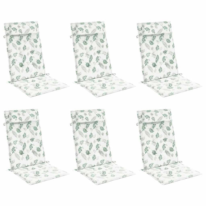 Cuscini Sedia Schienale Alto 6 pz Motivo Foglie Tessuto Oxfordcod mxl 118397
