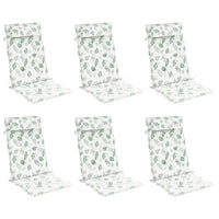 Cuscini Sedia Schienale Alto 6 pz Motivo Foglie Tessuto Oxford 361930